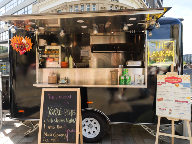 The Lankan Fix food truck serving Sri Lankan street food at a Sheffield food festival.